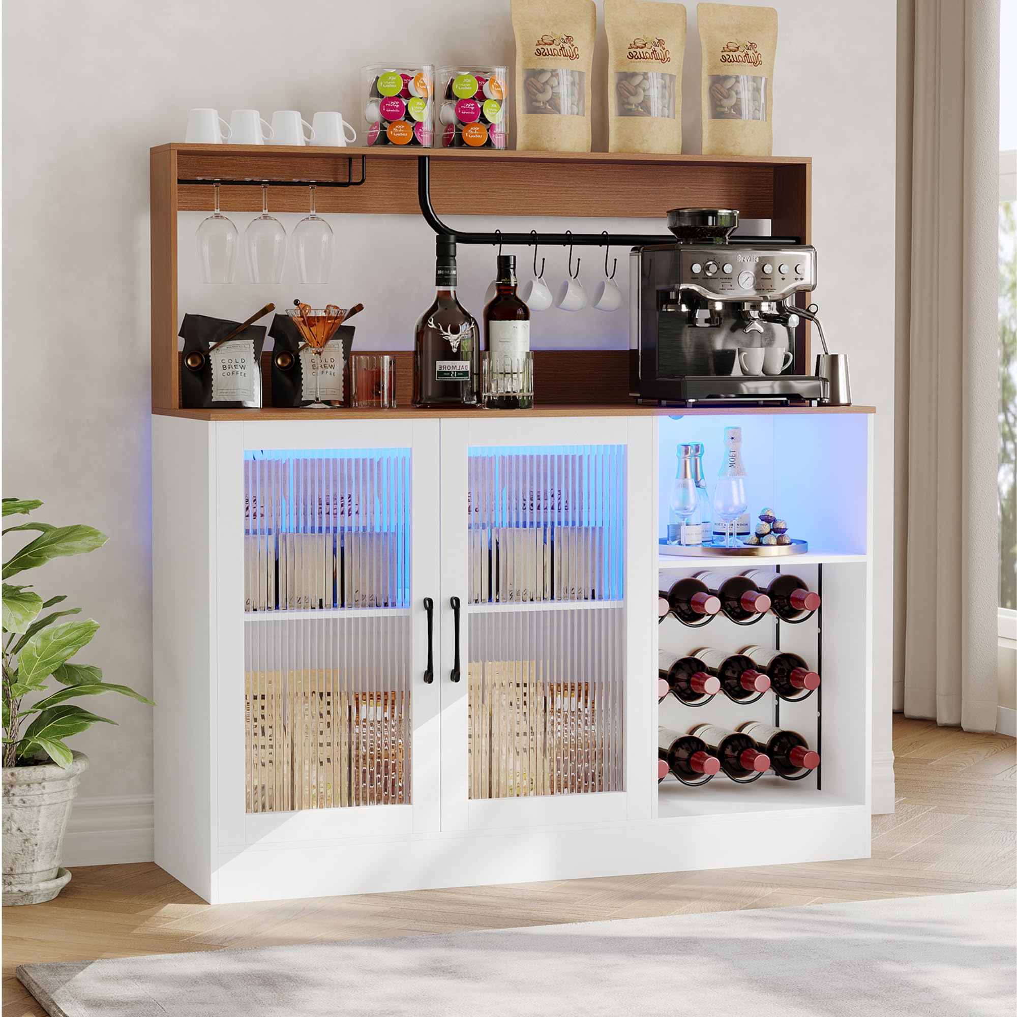 Home Bar And Cabinet - Винный барный шкаф с LED-подсветкой, держателем