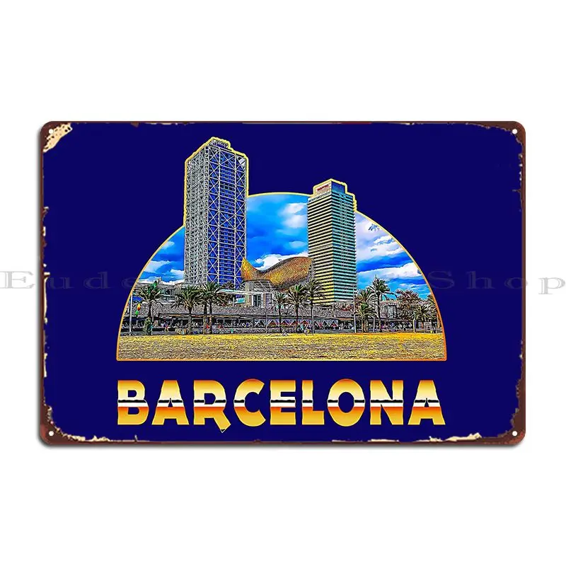 Home Barcelona - Металлическая табличка с изображением небоскребов на