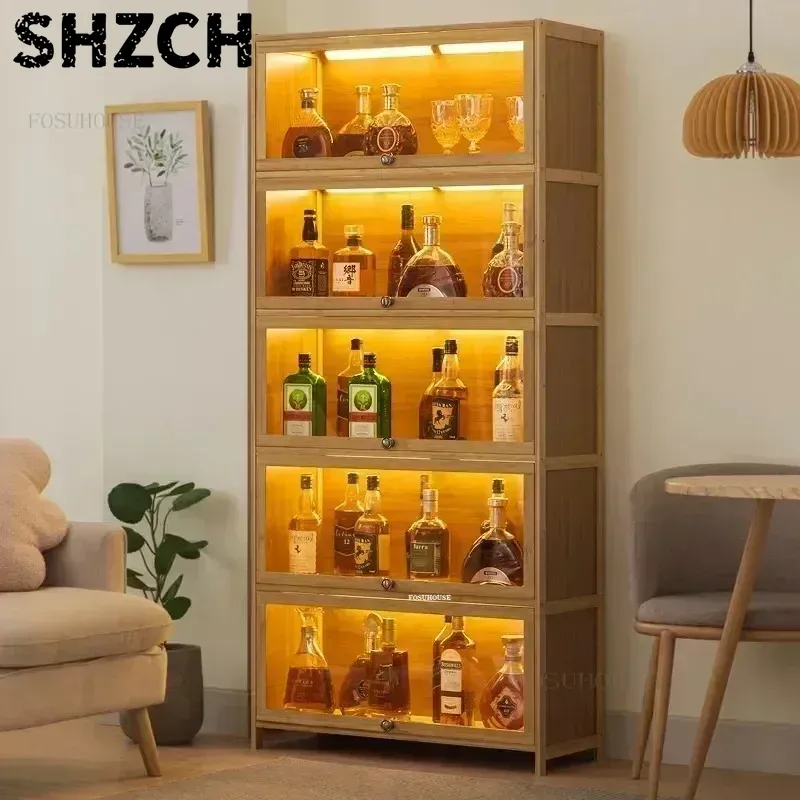 Home Bar And Cabinet - Скандинавский многоярусный акриловый винный шкаф-витрина для